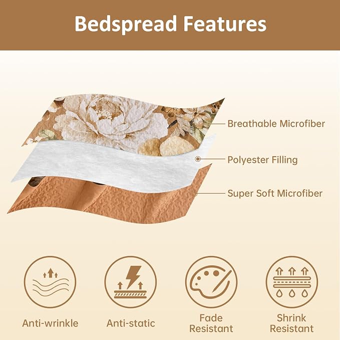 WONGS BEDDING Fall Quilt Queen Size, Soft Microfiber Lightweight Farmhouse Bed - Image 6