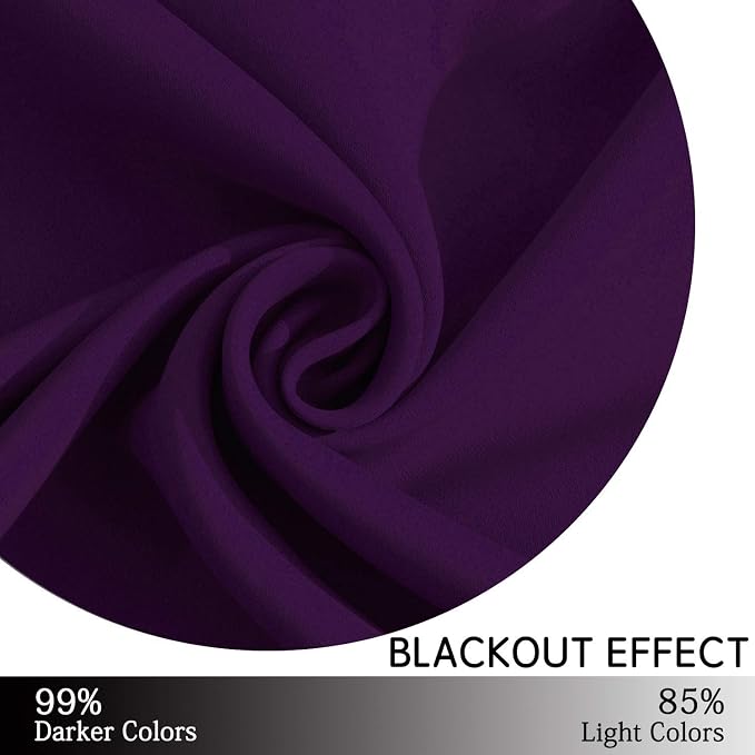 Yakamok Blackout Curtains 38x84 inch Purple Thermal Drapes-Bedroom | 2 panels - Image 5