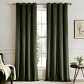 MIULEE Olive Velvet Curtains Green 52 x 96 Inch Length Set of 2 | Grommet Drapes by MIULEE