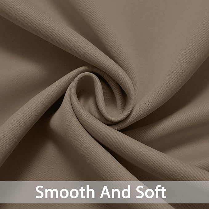 Yakamok Blackout Curtains 38x63 inch Khaki Thermal Drapes-Bedroom | 2 panels - Image 5