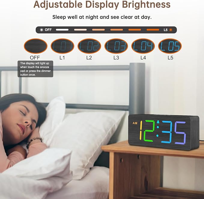 DreamSky Wooden Digital Alarm Clock - Image 5