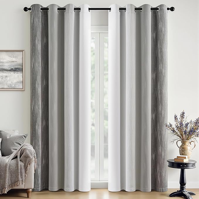 MIULEE Grey and Greyish White Ombre Blackout Curtains 52Wx96L Set of 2 | Full by MIULEE
