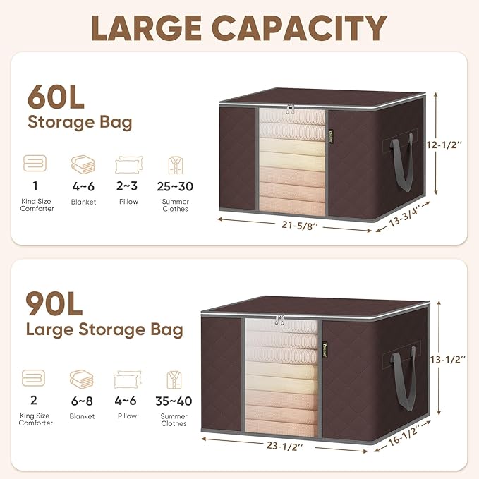 BALEINE 6 Pack Clothes Storage Bags, 24 Gallon Storage Containers - Image 6