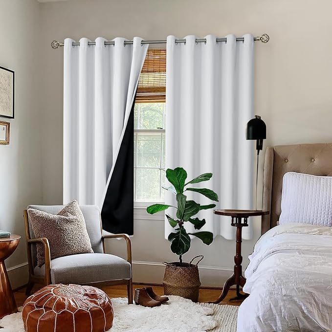 BGment Greyish White 100% Blackout Curtains - Image 2