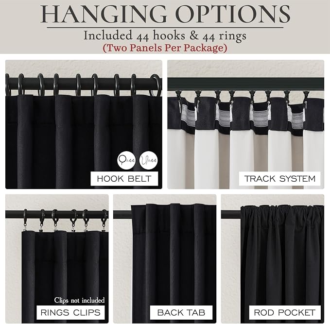 Black Out Curtains 70 Inches Extra Wide Luxury Linen Curtains 90 Inch Length - Image 3