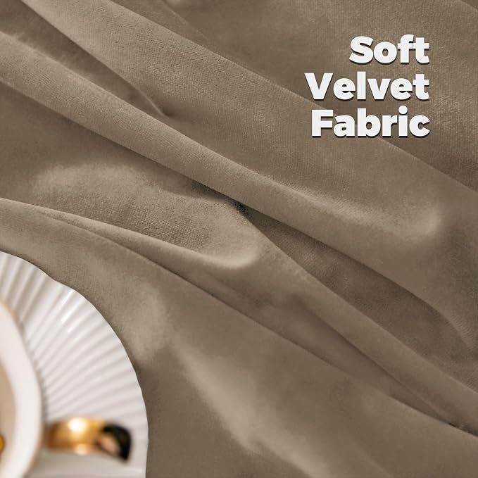 BGment Taupe Velvet Curtains for Living Room, 2 Panels, 52 x 102 Inch | 102 - Image 5