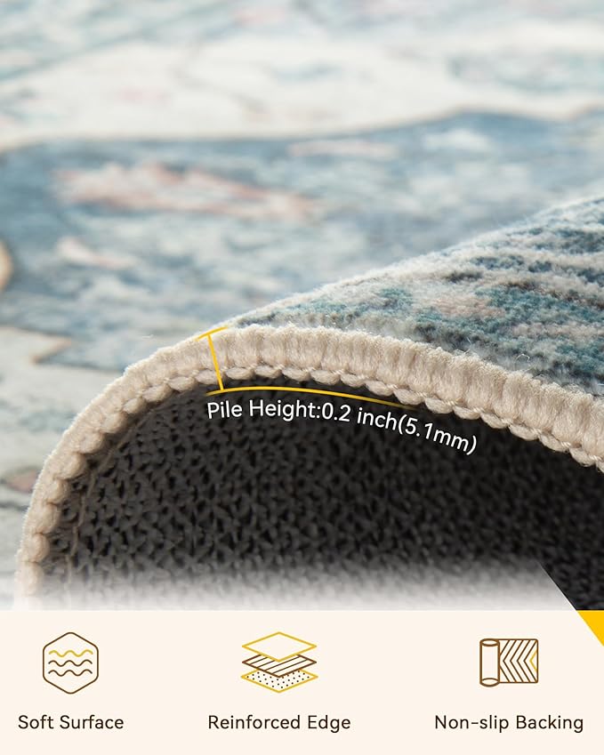 RELEANY Washable Area Rug, Runner 2'6"x8', Water Repellent, Pet Friendly - Image 2