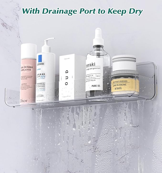 Shower shelves, Adhesive Clear Acrylic Bathroom caddy Organizer | Large Capacity - Image 6