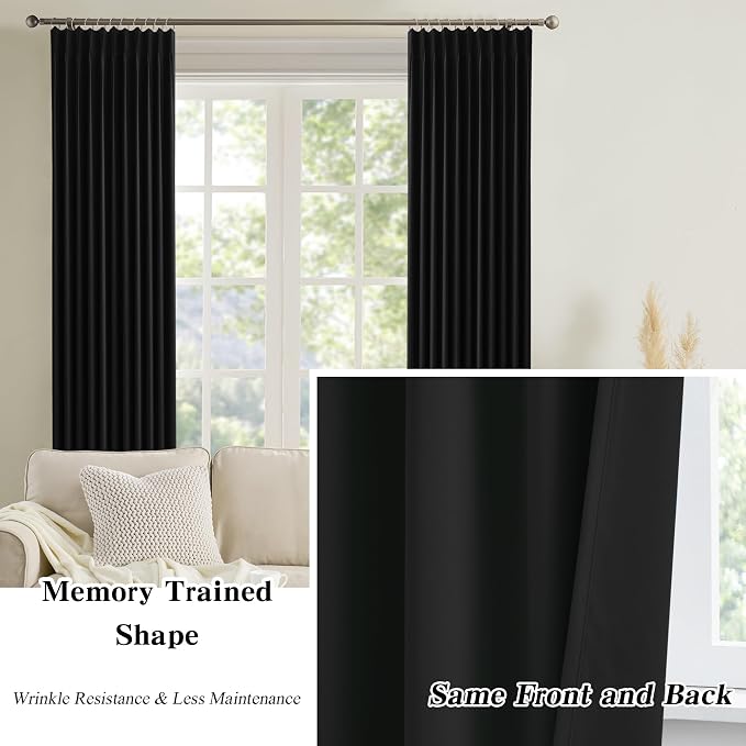 Short Pinch Pleated Blackout Curtains 72 Inch Long 2 Panels - Image 6