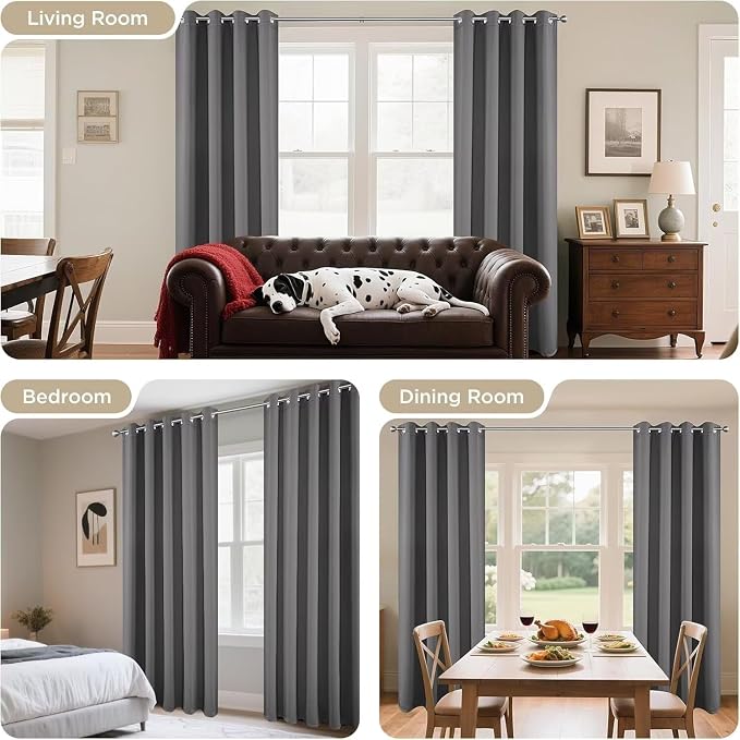 Joydeco Blackout Curtains 72 Inch Length 2 Panels Set, Thermal Insulated Long - Image 2