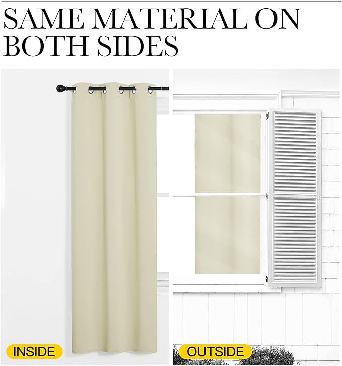 NICETOWN Beige Curtains for Sliding Glass Door, 84 inch Long, Grommet Single - Image 5