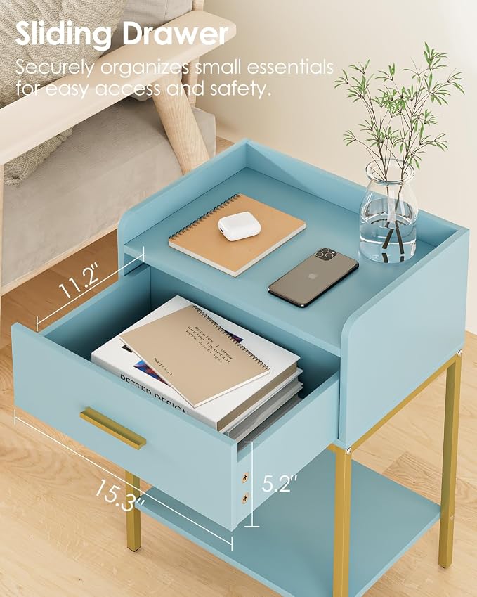 Nightstand, Modern Bedside Table Night Stand - Image 4