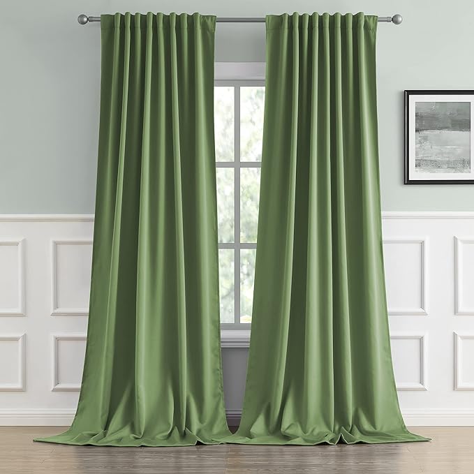 Green Curtains 102 Inches Long 2 Panels by DUALIFE