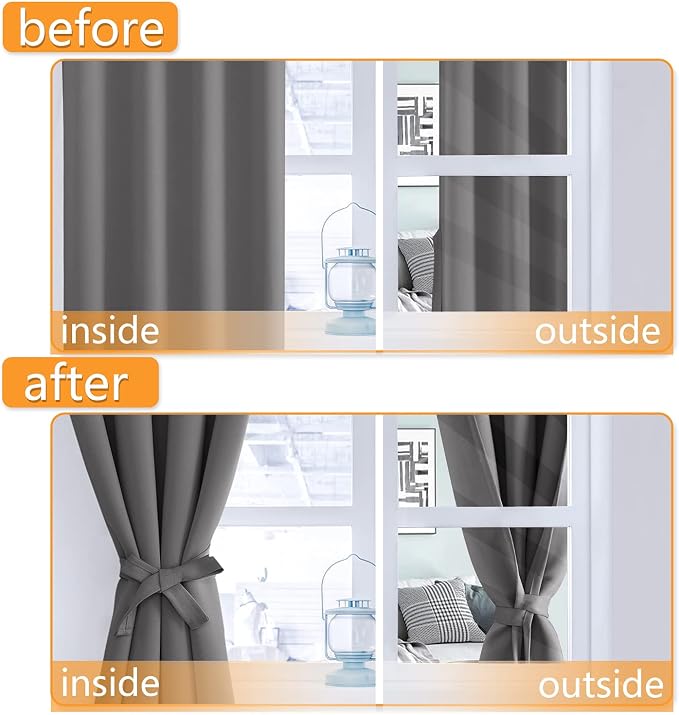 RV Blackout Curtains for Bedroom, 52 x 30 Inches Long, Light Grey | Thermal - Image 4
