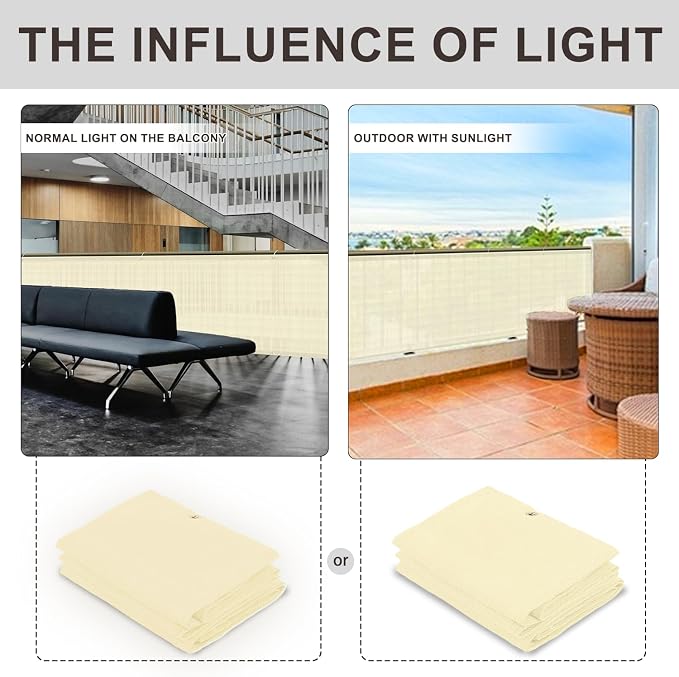 LOVE STORY Custom Size 3'x40' Balcony Privacy Screen Cover, Butter Cream | HDPE - Image 2