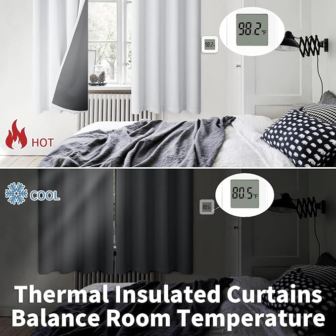 BGment Greyish White Short Blackout Curtains - Image 4