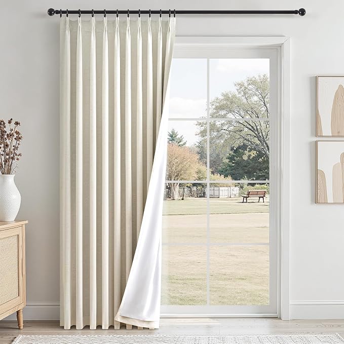 100% Blackout Curtains for Bedroom 84 Inches Long, Textured Birch Pinch Pleated by Topfinel