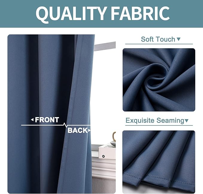 ChrisDowa Blackout Curtains for Bedroom and Living Room 72 Inches Long | 2 - Image 3