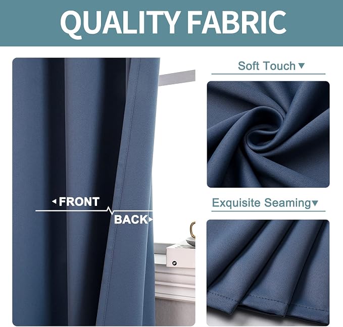 ChrisDowa Blackout Curtains for Bedroom and Living Room 90 Inches Long | 2 - Image 3