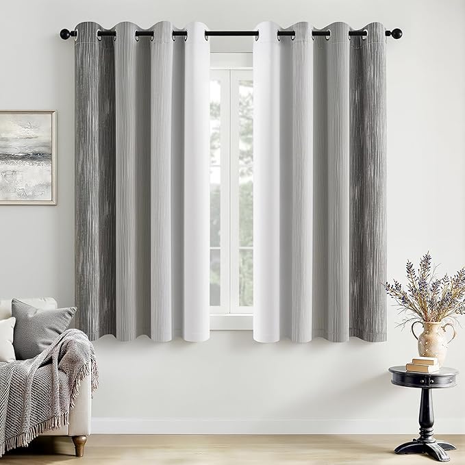 MIULEE Grey and Greyish White Ombre Blackout Curtains 52Wx63L Set of 2 | Full by MIULEE