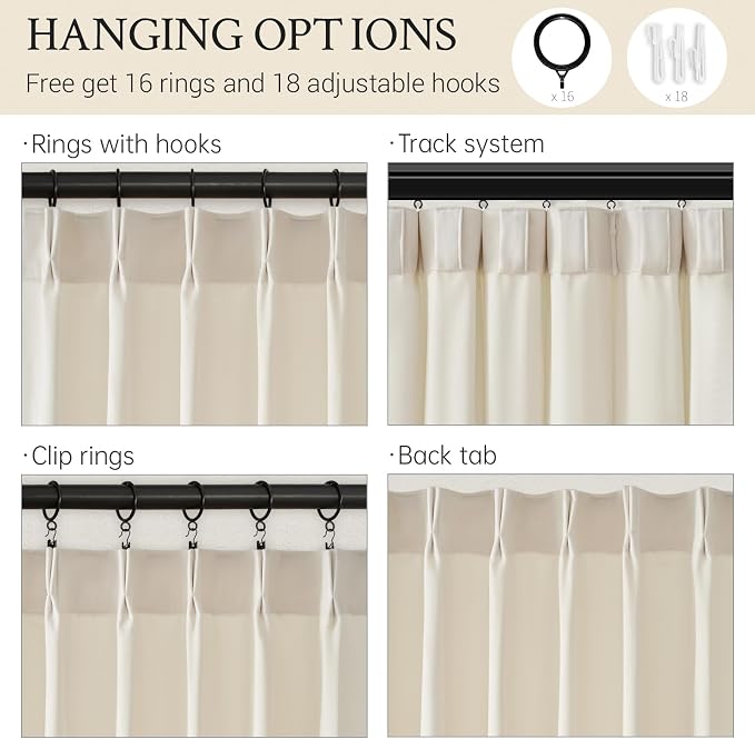 Extra Long Ivory Velvet Pinch Pleated Curtains 108 Inches - Image 4
