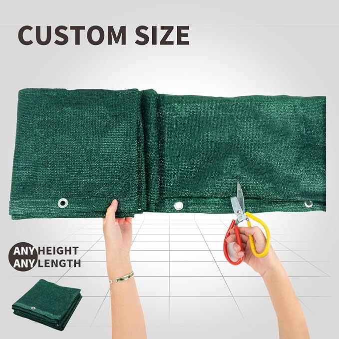 LOVE STORY Custom Size 3' x 14' Balcony Privacy Screen Cover, Dark Green | HDPE - Image 2