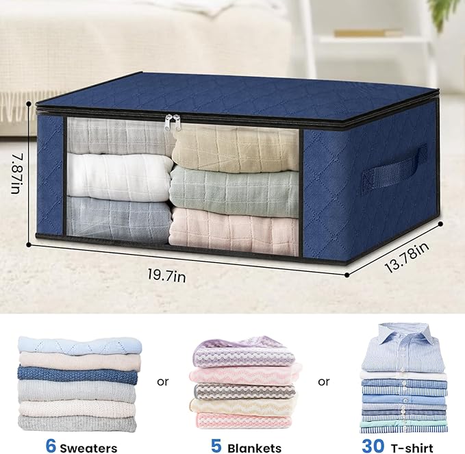 HomeHacks 8-Pack Clothes Organizer Storage Bags, 35L Storage Bins, Reinforced - Image 2