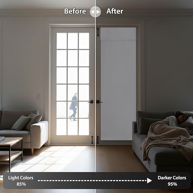 RYB HOME French Door Curtain, No Drill, W26 x L69, Pure White, 1 Panel | Self - Image 5
