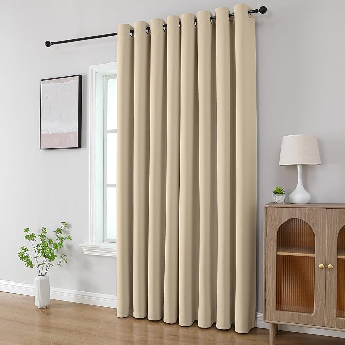 CUCRAF Light Beige Blackout Curtains 96 inch Length 2 Panels Set, Room - Image 9
