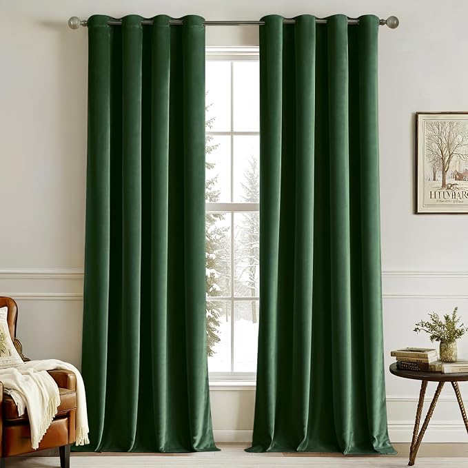 MIULEE Velvet Curtains Christmas Emerald Green 52 x 84 Inch Length Set of 2 | by MIULEE
