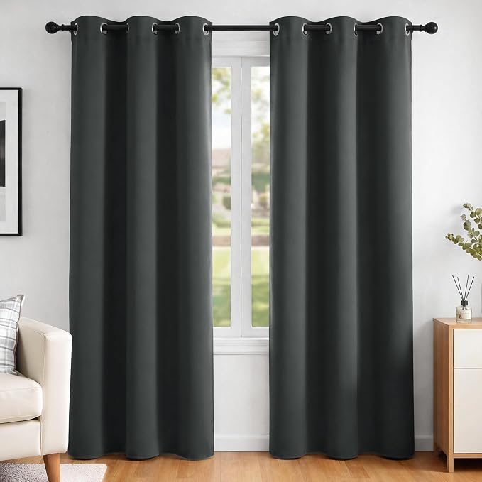 Deconovo Blackout Curtains for Bedroom and Living Room 95 Inches Long | Black by Unknown