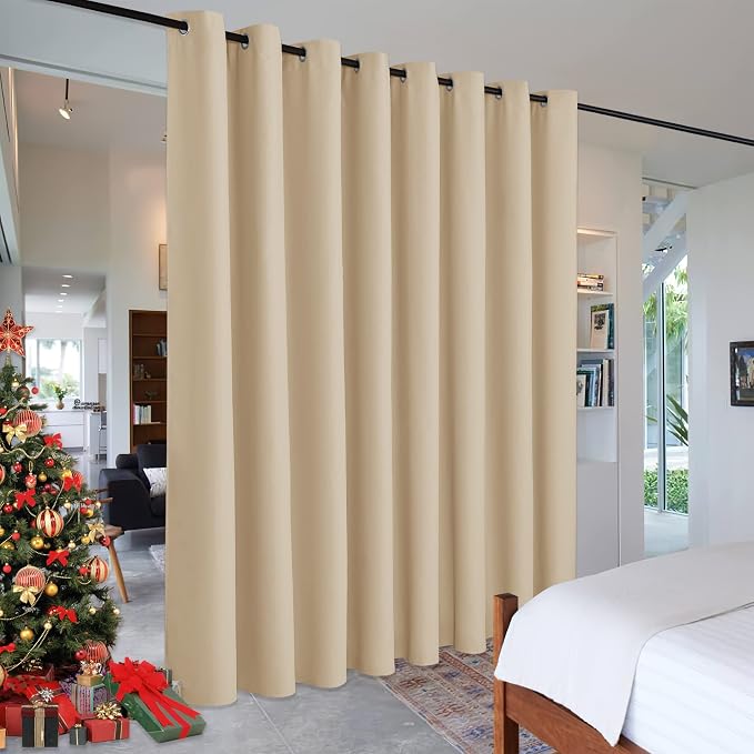 RYB HOME Decor Freestanding Office Partition Wall Divider Blackout Curtain | by RYBHOME