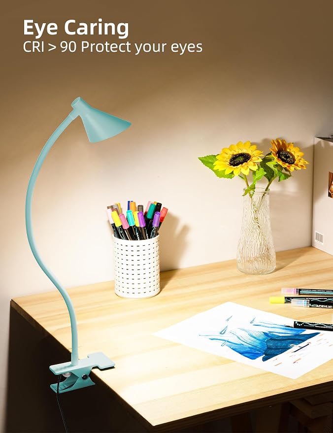 LiFMIRA Reading Light for Bed, Clip-on Desk Lamp 3 Color Modes Teal | 10 - Image 4