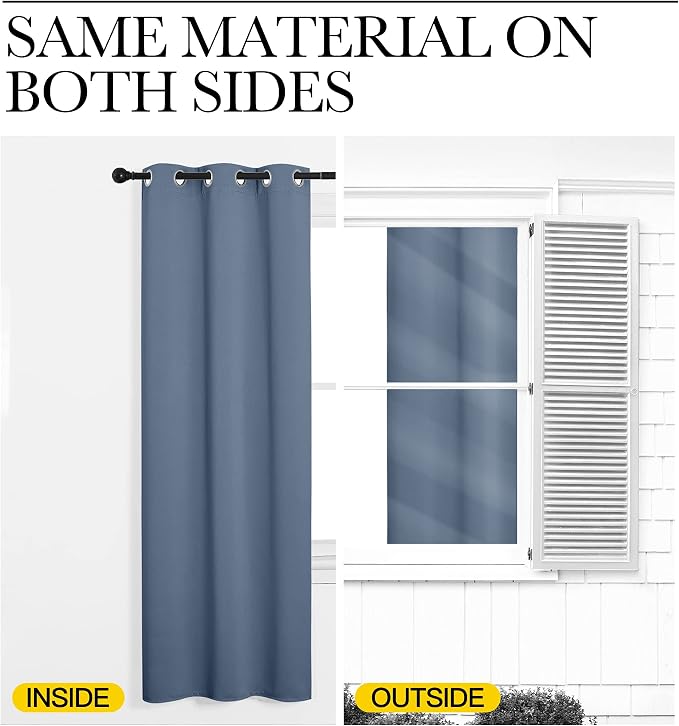 NICETOWN Thermal Insulated Curtains Blackout Draperies, Stone Blue, 29 by 40 - Image 6