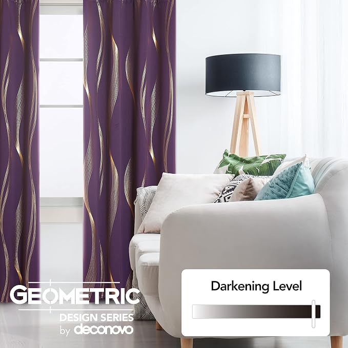 Deconovo Curtains for Living Room, Pattern Blackout Curtains 72 Inches Long | - Image 3