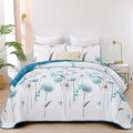 Dinjoy Teal Quilt Set California King Size, Cute Flower Bedspread Bedding | 3 by DINJOY