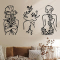 Photect 3 Pcs Metal Wall Art Decor Minimalist Abstract Woman Wall Art Metal by Photect
