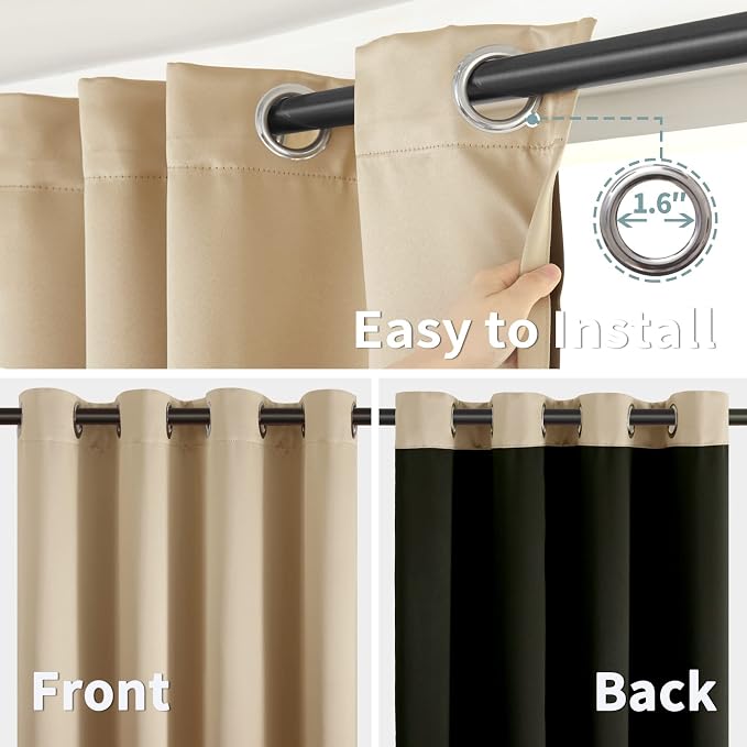 BGment Beige Blackout Curtains for Bedroom - Image 6
