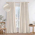 MIULEE 100% Blackout Curtains Linen Curtains & Drapes 90 Inch Natural Beige | 2 by MIULEE