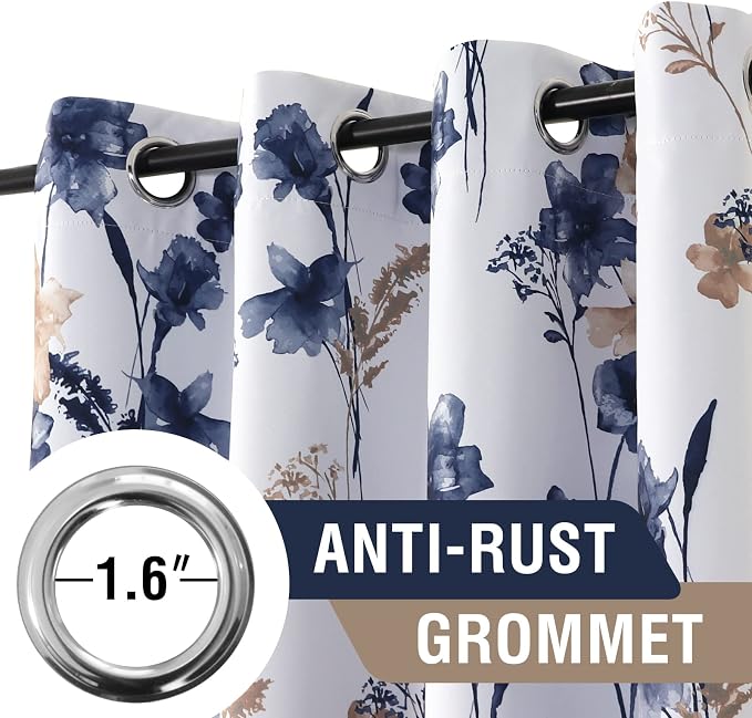 H.VERSAILTEX 100% Blackout Curtains 63 inch Length 2 Panels Set Cattleya Floral - Image 3