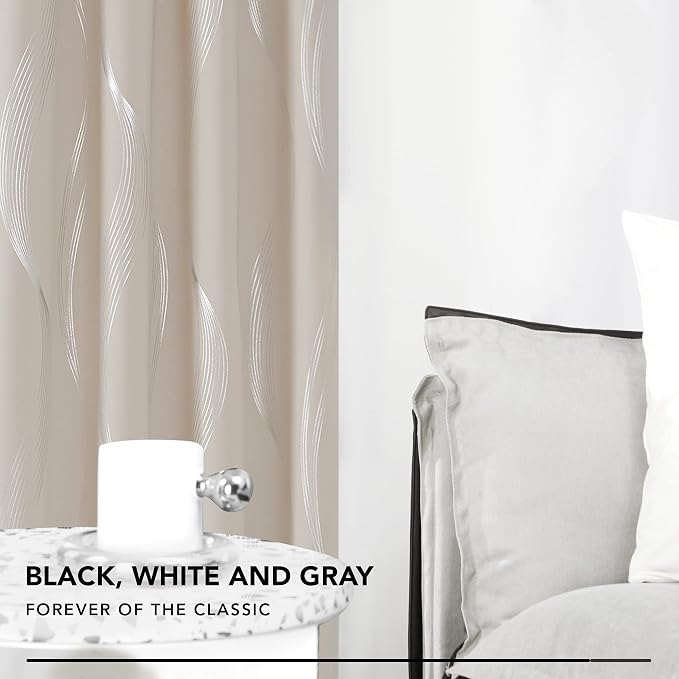 Deconovo Curtains for Living Room, Pattern Blackout Curtains 84 Inches Long | - Image 4