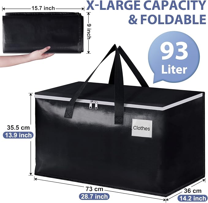 StorageRight Moving Bags, Moving Boxes, 93L 10-Pack Sotrage Bags, Reinforced - Image 2