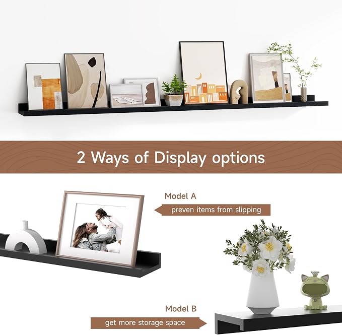 Fun Memories Picture Ledge Shelf, 40 Inch Floating Shelves Set of 2, Large - Image 6