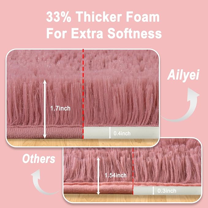 Soft Runner Rugs for Bedroom Hallway 2x5 Blush Pink | Fluffy Shag Throw Area - Image 2