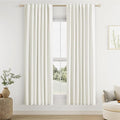 Ivory 100% Blackout Linen Curtains 72 Inch Length 2 Panels Set by Guken
