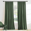 RYB HOME Army Green Velvet Blackout Curtains 96 inches by RYBHOME