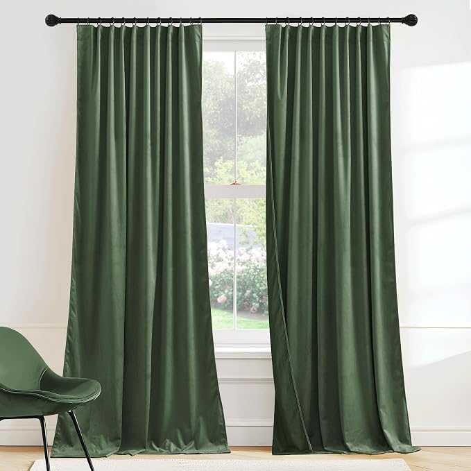 RYB HOME Velvet Curtains 102 inches Long, Extra Long High Ceiling Curtains | by RYBHOME