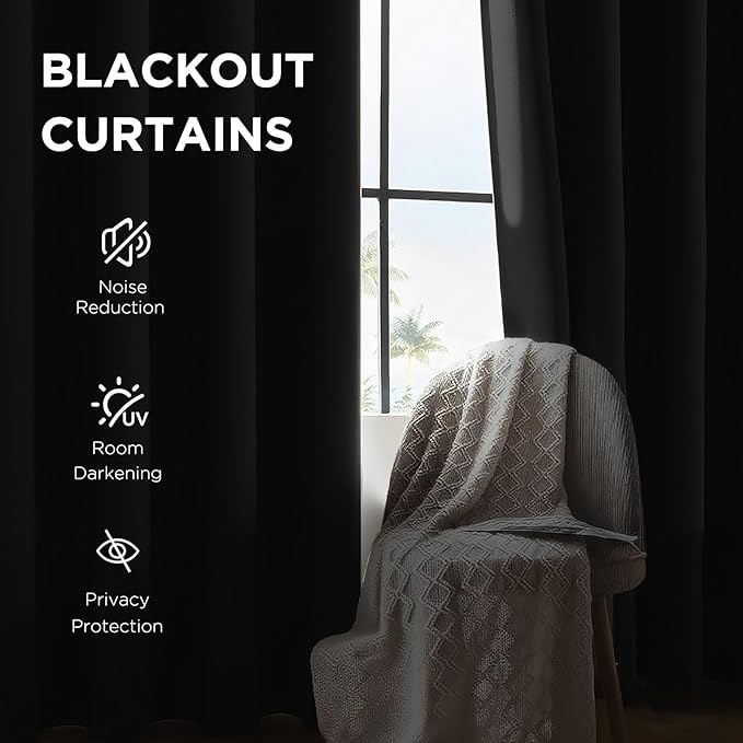 CUCRAF Beige Blackout Curtains 72 Inches Long, Thermal Insulated Noise Reducing - Image 3