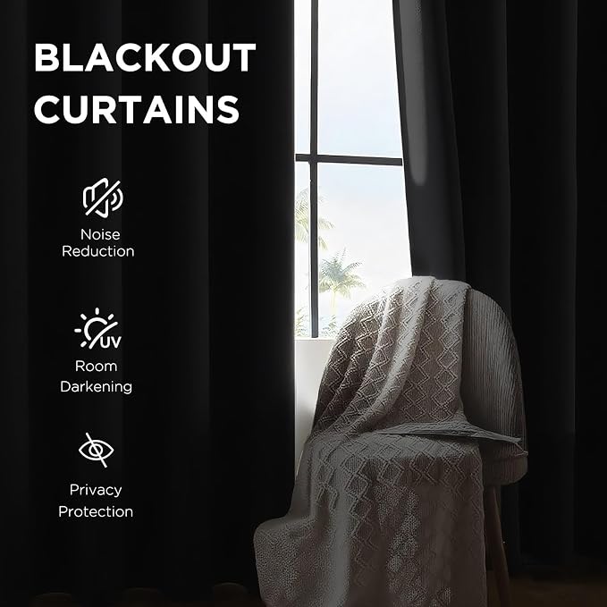 CUCRAF Light Grey Blackout Curtains 72 Inches Long, Thermal Insulated Noise - Image 3
