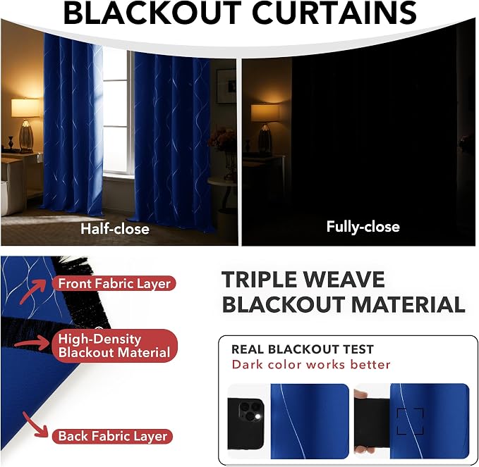 Deconovo Curtains for Living Room, Pattern Blackout Curtains 45 Inches Long | - Image 6